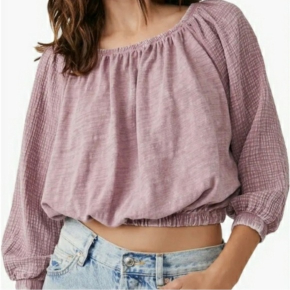 We The Free Parfait Bubble Lavender Purple Off-Shoulder Top Large NWOT - Picture 2 of 15